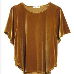 Madewell Velvet Butterfly Top in Vintage Gold